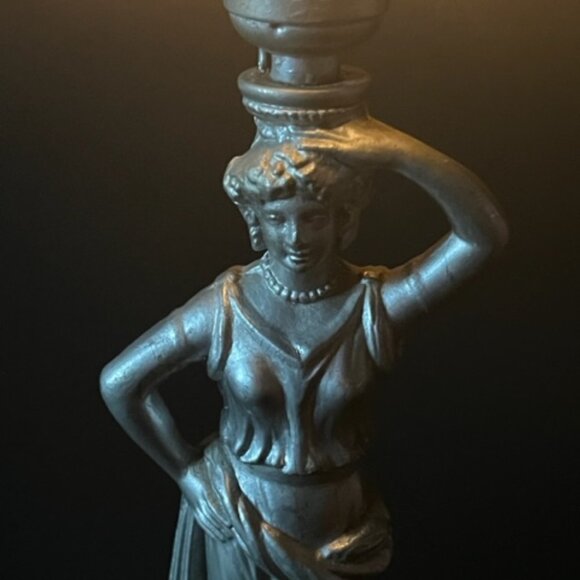 Vtg Hollywood Regency Art Nouveau Goddess Table Lamp Cast Metal **READ** - Picture 4 of 10